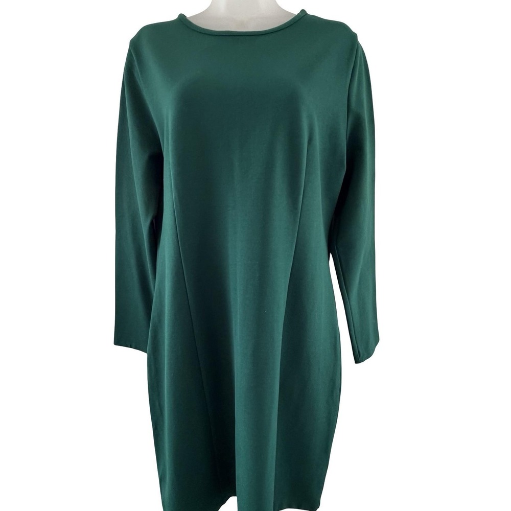 J Crew Dress Womens Large Green Long Sleeve Ponte Knit Sheath Knee Length Jewel - Picture 5 of 16